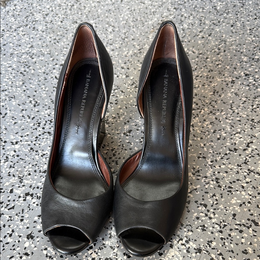 Banana Republic Black Elegant Peep-Toe Heels